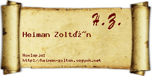 Heiman Zoltán névjegykártya